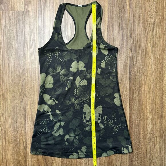 Lululemon Cool Racerback Tank Women Biggie So Fly Butterfly Fatigue Green Size 4 - Picture 4 of 6